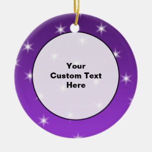Purple and White Stars, Pattern. Ceramic Tree Decoration