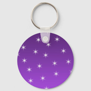 Purple and White Stars, Pattern. Key Ring