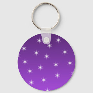 Purple and White Stars, Pattern. Key Ring