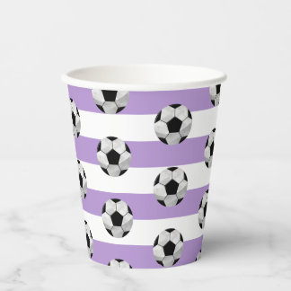 Purple and White Stripe Soccer Paper cup