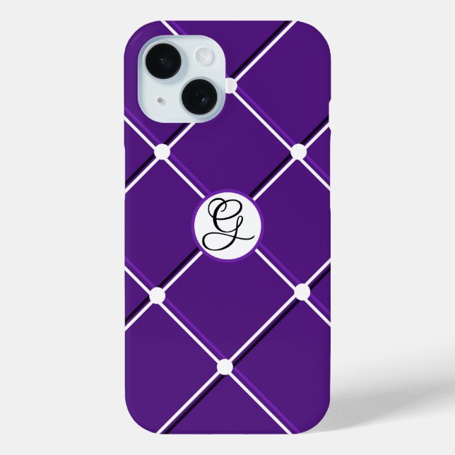 Purple and White Striped Design Fancy G Initial Case-Mate iPhone Case (Back)