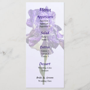 Purple and White Striped Iris Wedding Menu