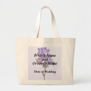Purple and White Striped Iris Wedding Products Large Tote Bag