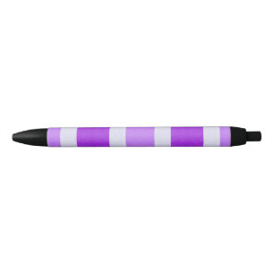 Purple and White Stripes Black Ink Pen