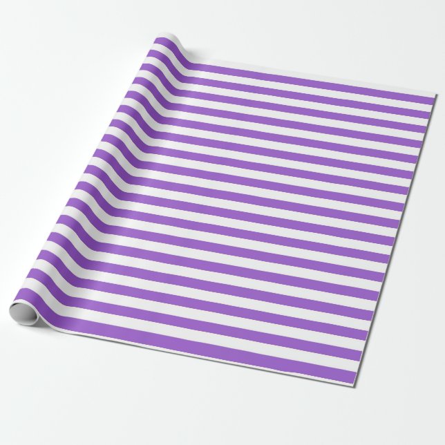 Purple and White Stripes Pattern Gift Wrapping Paper (Unrolled)