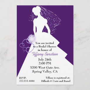 Purple and White Stylish Bride Shower Invitation