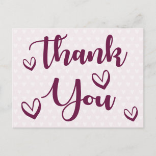 Purple and White Thank You Hearts - Wedding, Party Postcard