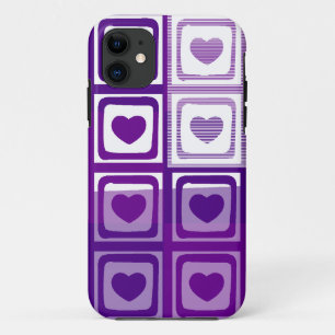 Purple and white vintage hearts iphone case