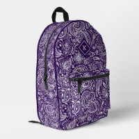 Purple and white vintage paisley pattern monogram