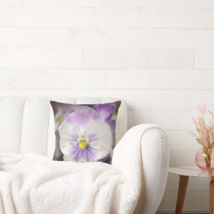 Purple and White Violas by Shirley Taylor Cushion