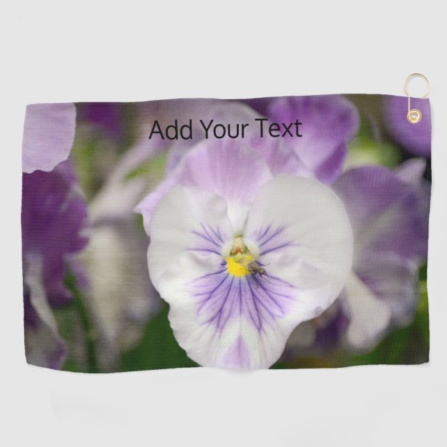 Purple and White Violas by Shirley Taylor Golf Towel (Horizontal)