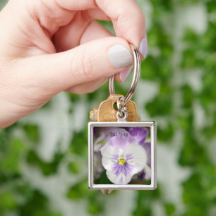 Purple and White Violas by Shirley Taylor Key Ring