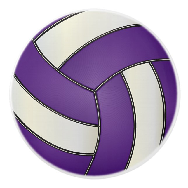 Purple and White Volleyball Ceramic Knob (Front)