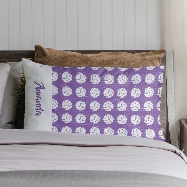 Purple and White Volleyball Pattern Pillowcase (Creator Uploaded)