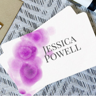 purple and white watercolor minimmalist design business card