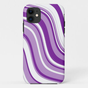 Purple and White Wavy Stripes Pattern iPhone 11 Case