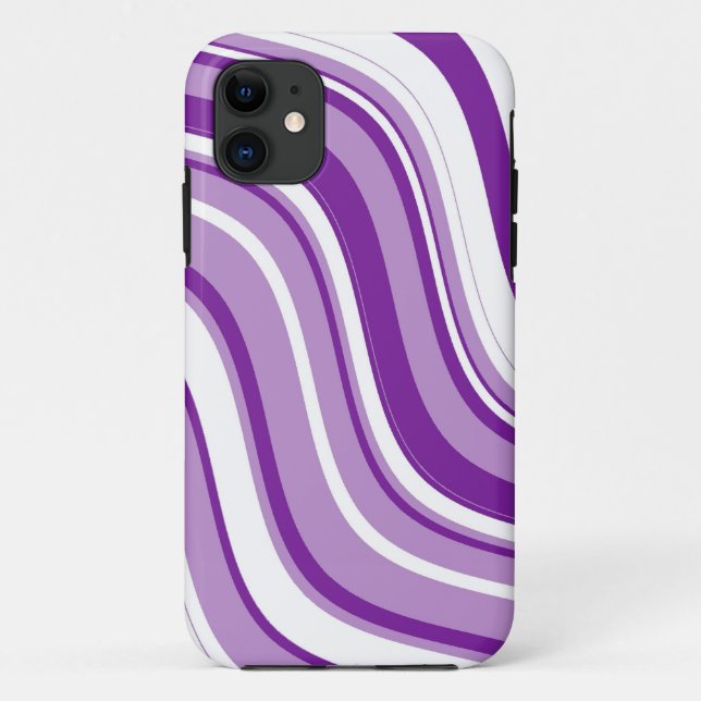 Purple and White Wavy Stripes Pattern Case-Mate iPhone Case (Back)