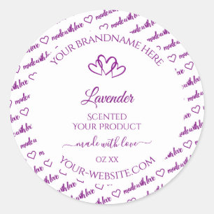 Purple and White Word Cloud Product Labels Hearts