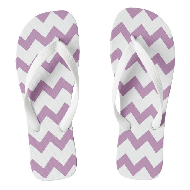 Purple and white zigzag chevron design pastel thongs (Footbed)