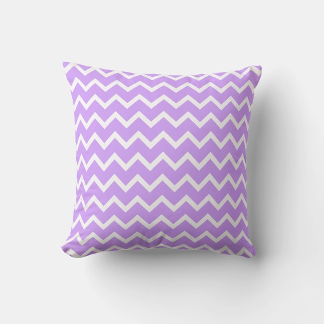 Purple and White Zigzag Stripes. Cushion (Front)