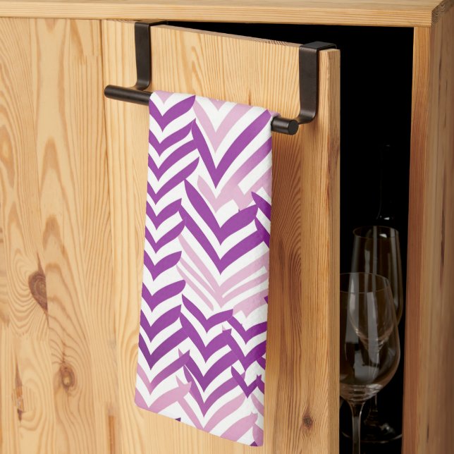 Purple and white ZigZag Tea Towel (Thirds Fold)