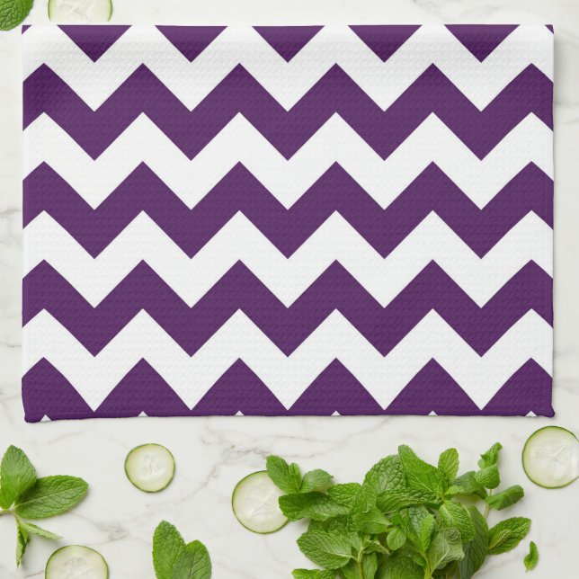 Purple and White Zigzag Tea Towel (Folded)