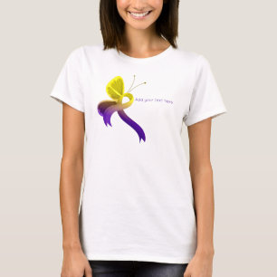 Purple and Yellow Awareness Ribbon Butterfly T-Shirt