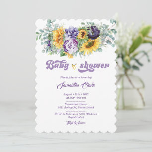 Purple and Yellow Baby Shower Invitation