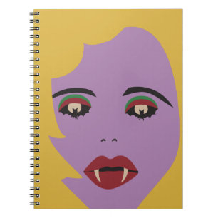 Purple and Yellow Bat Eyes Vampire Chick Vintage Notebook