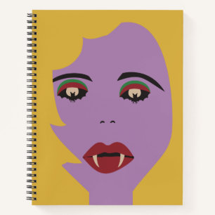 Purple and Yellow Bat Eyes Vampire Chick Vintage Notebook