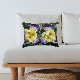 Purple and Yellow Beardless Irises Floral Decorative Cushion