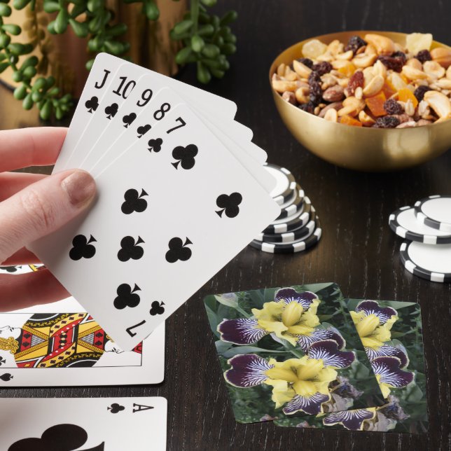 Purple and Yellow Beardless Irises Floral Playing Cards (In Situ)