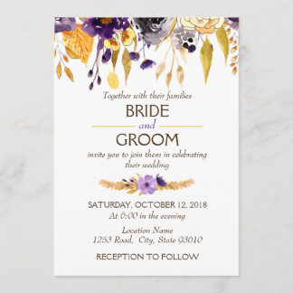 Purple and Yellow Boho Chic Floral Invitation