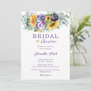 Purple and Yellow Bridal Shower  Invitation