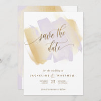 Purple and Yellow Brush Strokes, Minimal Wedding