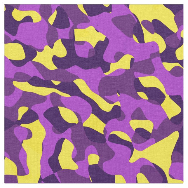 Purple and Yellow Camouflage Print Pattern Fabric (Close Up)