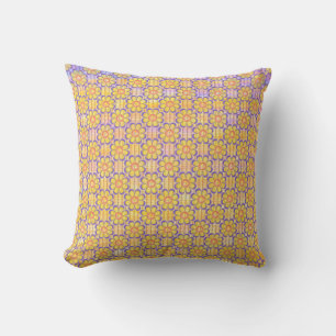 Purple and Yellow Centre Heart Flowers Pattern Cushion