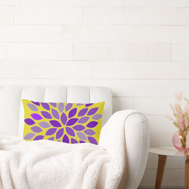 Purple and Yellow Chrysanthemum Flower Pillow (Couch)