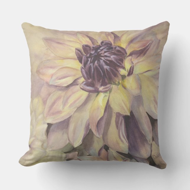 PURPLE AND YELLOW DAHLIA FLOWER PATIO CUSHION (Front)