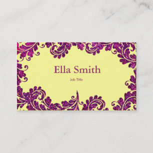 Purple and yellow Damask business card