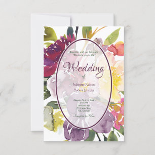 Purple and yellow floral background wedding    inv invitation
