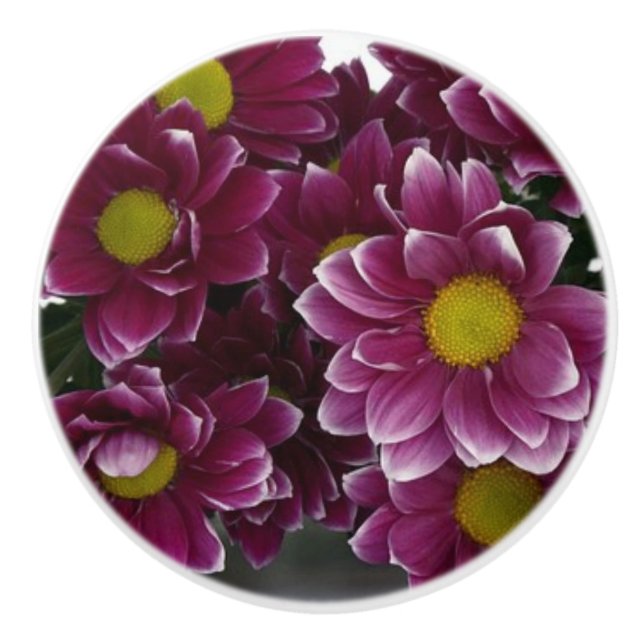 Purple and Yellow Floral Ceramic Pull (Front)