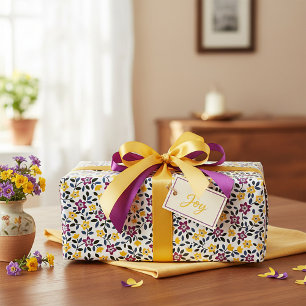 Purple and yellow floral wrapping paper