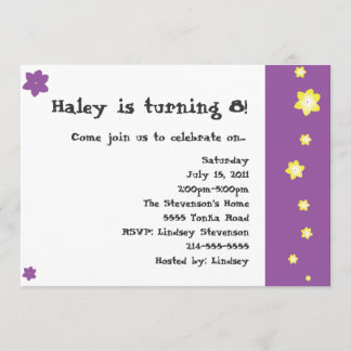Purple and Yellow Flower Birthday Invitations