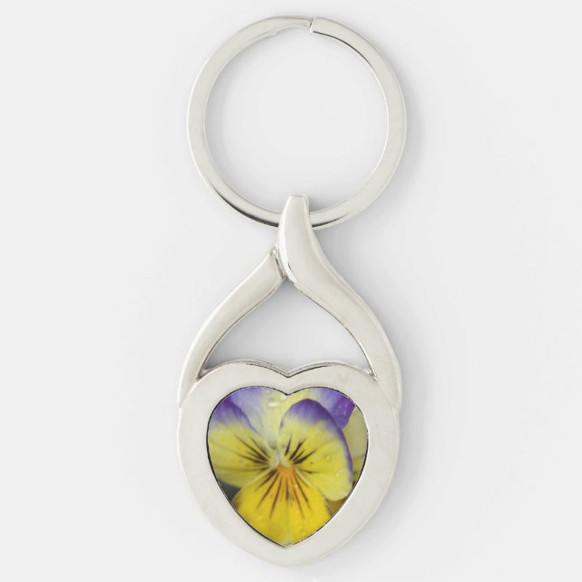 Purple and Yellow Flower Key Ring (Front)
