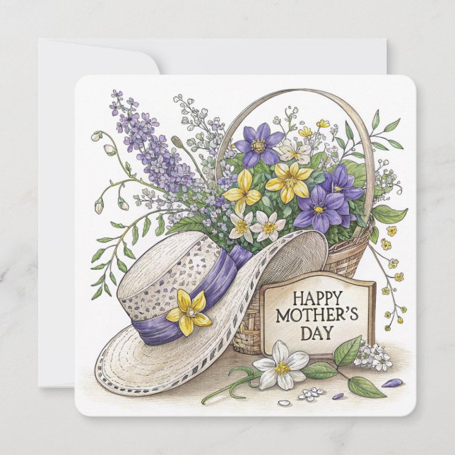 Purple and Yellow Flowers Mothers Day Card (Front)