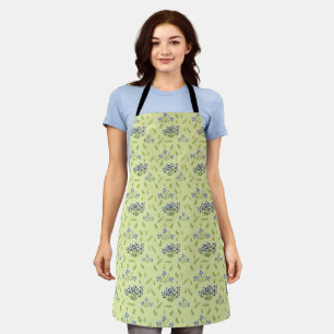 purple and yellow flowers pattern apron