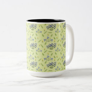 purple and yellow flowers pattern Two-Tone coffee mug
