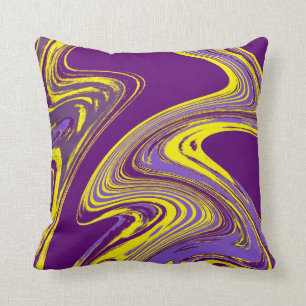 Purple and Yellow Fluid Painting Cushion