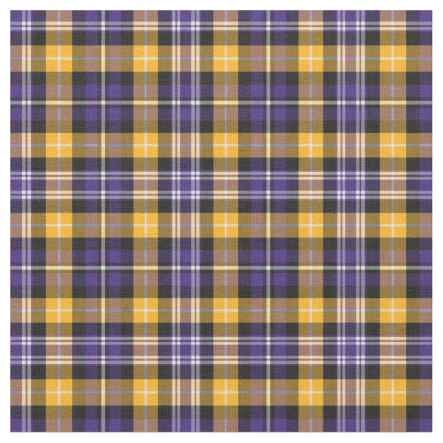 Purple and Yellow Gold Sporty Plaid Fabric (Close Up)